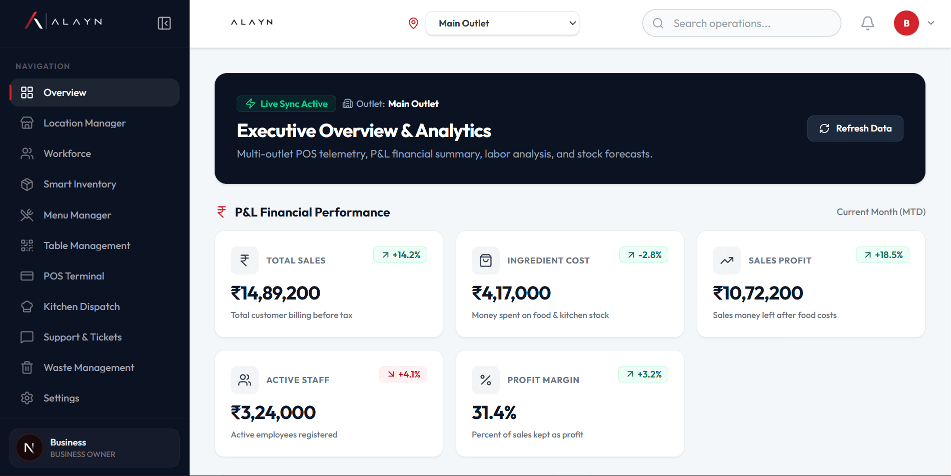 Alayn Web Dashboard Interface